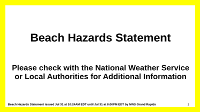 Beach Hazards Statement