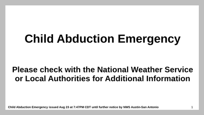 Child Abduction Emergency